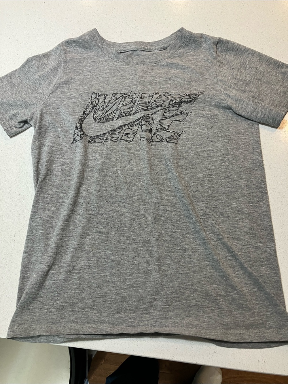 Nike Grey Heather Short Sleeve Tee with Black Sketch Swoosh